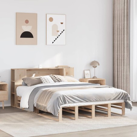 vidaXL Massivholzbett mit Regal ohne Matratze 140x200 cm