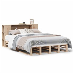 vidaXL Massivholzbett mit Regal ohne Matratze 140x200 cm