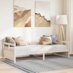 vidaXL Tagesbett mit Matratze Weiß 90x200 cm Massivholz Kiefer