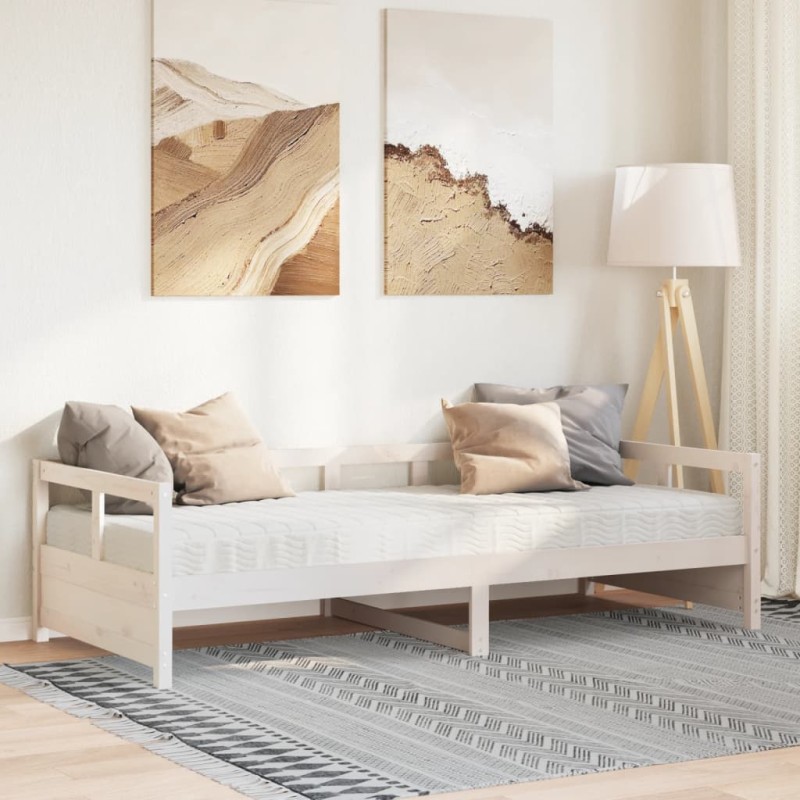 vidaXL Tagesbett mit Matratze Weiß 90x200 cm Massivholz Kiefer vidaXL Tagesbett mit Matratze Weiß 90x200 cm Massivholz Kiefer