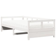 vidaXL Tagesbett mit Matratze Weiß 90x200 cm Massivholz Kiefer