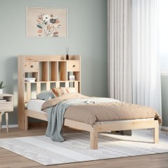 vidaXL Massivholzbett mit Regal ohne Matratze 90x200 cm Kiefer