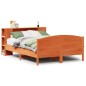 vidaXL Massivholzbett mit Regal ohne Matratze Wachsbraun 160x200 cm vidaXL Massivholzbett mit Regal ohne Matratze Wachsbraun 160x200 cm