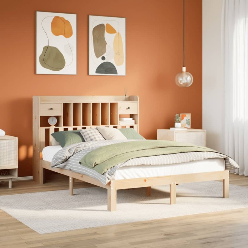 vidaXL Massivholzbett mit Regal ohne Matratze 160x200 cm Kiefer vidaXL Massivholzbett mit Regal ohne Matratze 160x200 cm Kiefer