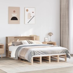 vidaXL Massivholzbett mit Regal ohne Matratze 140x190 cm Massivholz