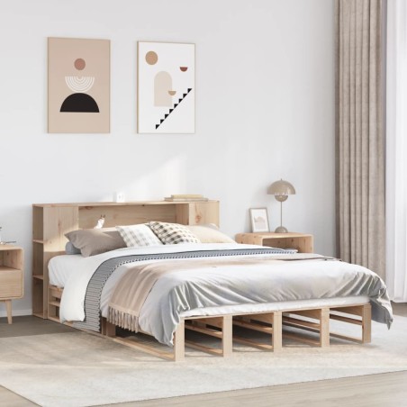 vidaXL Massivholzbett mit Regal ohne Matratze 140x190 cm Massivholz