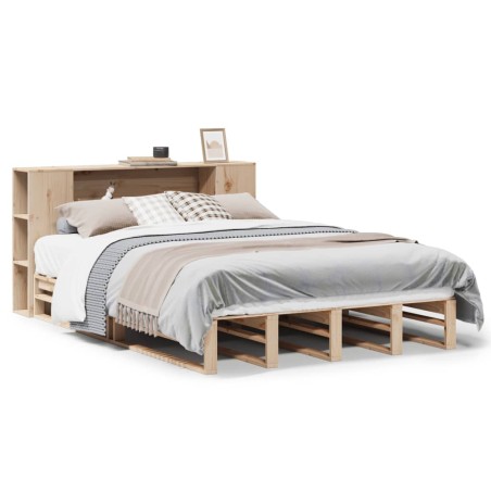 vidaXL Massivholzbett mit Regal ohne Matratze 140x190 cm Massivholz