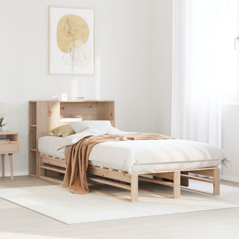 vidaXL Massivholzbett mit Regal ohne Matratze 75x190 cm vidaXL Massivholzbett mit Regal ohne Matratze 75x190 cm