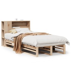 vidaXL Massivholzbett mit Regal ohne Matratze 75x190 cm