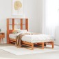 vidaXL Massivholzbett mit Regal ohne Matratze Wachsbraun 90x200 cm vidaXL Massivholzbett mit Regal ohne Matratze Wachsbraun 90x200 cm
