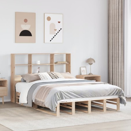 vidaXL Massivholzbett mit Regal ohne Matratze 160x200 cm Massivholz