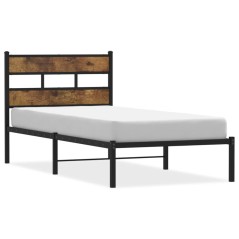 vidaXL Metallbett ohne Matratze Räuchereiche 100x190 cm