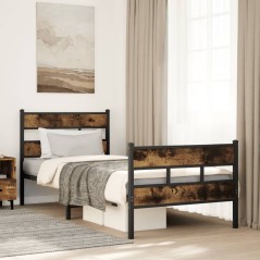 vidaXL Metallbett ohne Matratze Räuchereiche 100x200 cm