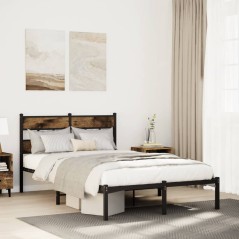 vidaXL Metallbett ohne Matratze Räuchereiche 120x200 cm