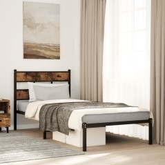 vidaXL Metallbett ohne Matratze Räuchereiche 90x190 cm