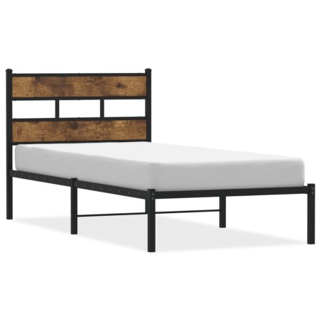 vidaXL Metallbett ohne Matratze Räuchereiche 90x190 cm
