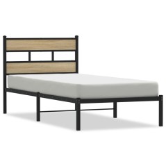 vidaXL Metallbett ohne Matratze Sonoma-Eiche 107x203 cm