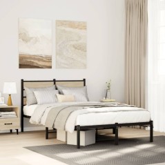 vidaXL Metallbett ohne Matratze Sonoma-Eiche 120x200 cm