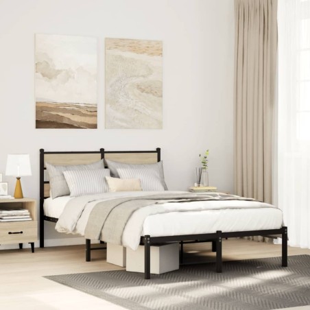 vidaXL Metallbett ohne Matratze Sonoma-Eiche 120x200 cm