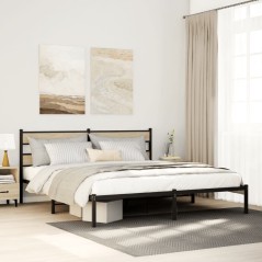 vidaXL Metallbett ohne Matratze Sonoma-Eiche 200x200 cm