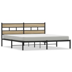 vidaXL Metallbett ohne Matratze Sonoma-Eiche 200x200 cm