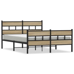 vidaXL Metallbett ohne Matratze Sonoma-Eiche 140x200 cm