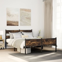 vidaXL Bettgestell ohne Matratze Räuchereiche 150x200 cm Holzwerkstoff