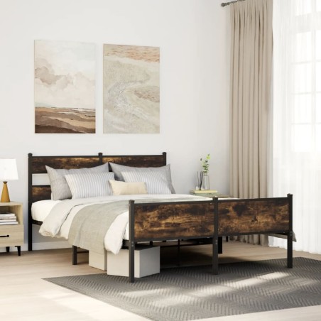 vidaXL Bettgestell ohne Matratze Räuchereiche 150x200 cm Holzwerkstoff