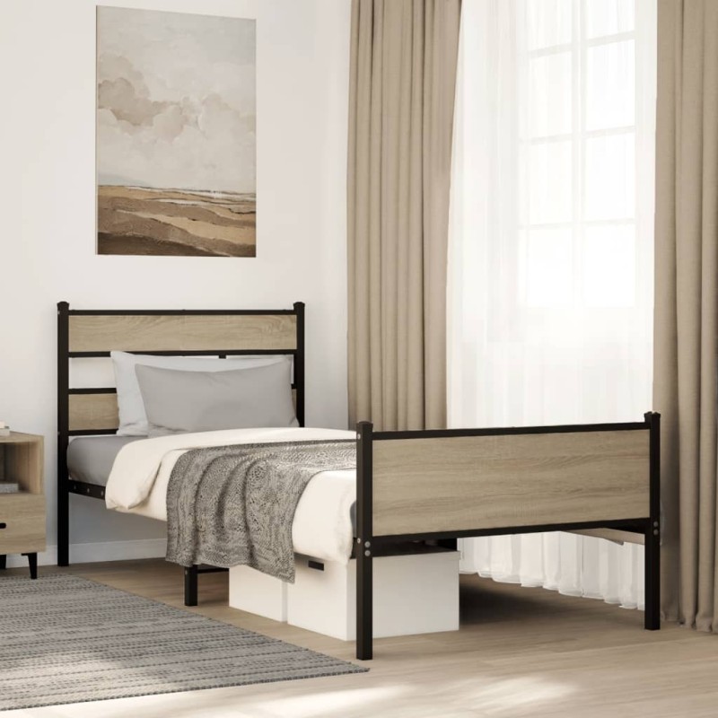 vidaXL Bettgestell ohne Matratze Sonoma-Eiche 100x190 cm Holzwerkstoff vidaXL Bettgestell ohne Matratze Sonoma-Eiche 100x190 cm Holzwerkstoff
