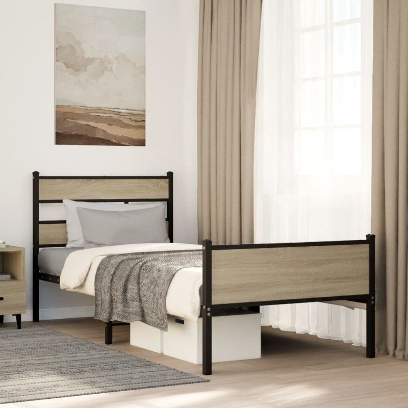vidaXL Bettgestell ohne Matratze Sonoma-Eiche 107x200 cm Holzwerkstoff vidaXL Bettgestell ohne Matratze Sonoma-Eiche 107x200 cm Holzwerkstoff