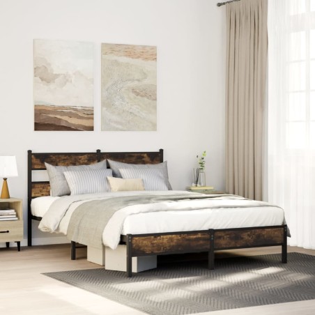 vidaXL Bettgestell ohne Matratze Räuchereiche 100x200 cm Holzwerkstoff