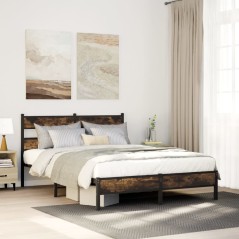 vidaXL Bettgestell ohne Matratze Räuchereiche 80x200 cm Holzwerkstoff