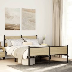 vidaXL Bettgestell ohne Matratze Sonoma-Eiche 140x190 cm Holzwerkstoff
