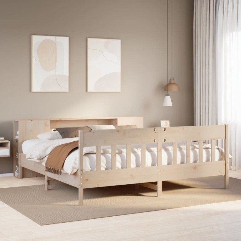 vidaXL Massivholzbett mit Regal ohne Matratze 200x200 cm Kiefer vidaXL Massivholzbett mit Regal ohne Matratze 200x200 cm Kiefer