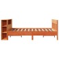 vidaXL Massivholzbett mit Regal ohne Matratze Wachsbraun 135x190 cm vidaXL Massivholzbett mit Regal ohne Matratze Wachsbraun 135x190 cm