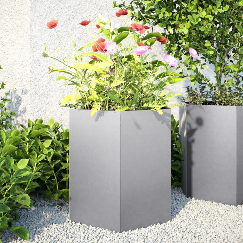 vidaXL Garten-Pflanzgefäße 2Stk.Sechseckig 46x40x45cm Verzinkter Stahl vidaXL Garten-Pflanzgefäße 2Stk.Sechseckig 46x40x45cm Verzinkter Stahl