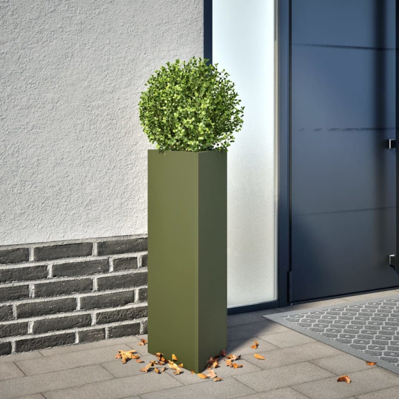 vidaXL Pflanzkübel 2 Stk. Olivgrün Dreieckig 30x26x75 cm Stahl vidaXL Pflanzkübel 2 Stk. Olivgrün Dreieckig 30x26x75 cm Stahl