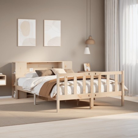 vidaXL Massivholzbett mit Regal ohne Matratze 160x200 cm Kiefernholz