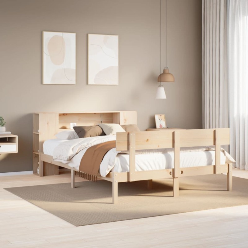 vidaXL Massivholzbett mit Regal ohne Matratze 140x200 cm Kiefernholz vidaXL Massivholzbett mit Regal ohne Matratze 140x200 cm Kiefernholz