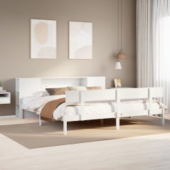 vidaXL Massivholzbett mit Regal ohne Matratze Weiß 180x200 cm Kiefer