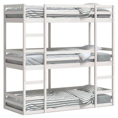 vidaXL Dreifach-Etagenbett Weiß 90x190 cm Massivholz Kiefer