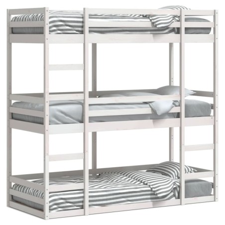 vidaXL Dreifach-Etagenbett Weiß 90x190 cm Massivholz Kiefer
