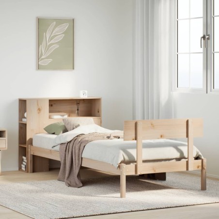 vidaXL Massivholzbett mit Regal ohne Matratze 90x200 cm Kiefernholz