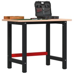vidaXL Werkbank 100x60x81,5 cm Massivholz Buche Rechteckig