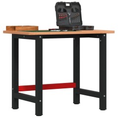 vidaXL Werkbank 100x60x81,5 cm Massivholz Buche Rechteckig
