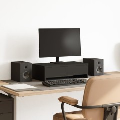 vidaXL Monitorständer mit Schubladen Schwarz 50x27x15 cm Holzwerkstoff