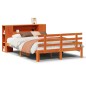 vidaXL Massivholzbett mit Regal ohne Matratze Wachsbraun 135x190 cm vidaXL Massivholzbett mit Regal ohne Matratze Wachsbraun 135x190 cm