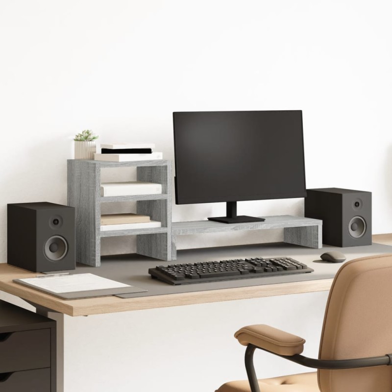 vidaXL Monitorständer mit Schreibtisch-Organizer Grau Sonoma vidaXL Monitorständer mit Schreibtisch-Organizer Grau Sonoma