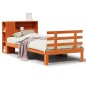 vidaXL Massivholzbett mit Regal ohne Matratze Wachsbraun 100x200 cm vidaXL Massivholzbett mit Regal ohne Matratze Wachsbraun 100x200 cm