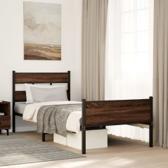 vidaXL Bettgestell ohne Matratze Braun Eiche 90x190 cm Holzwerkstoff